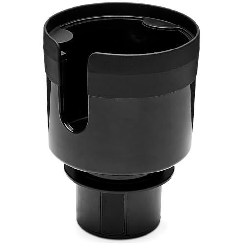 Amazon Basics Car Cup Holder Expander with Adjustable Base, Securely Holds Large Bottles 3.4 to 3.8 in Diameter, Compatible with Yeti, Hydro Flask, Easy Installation, Black view 2