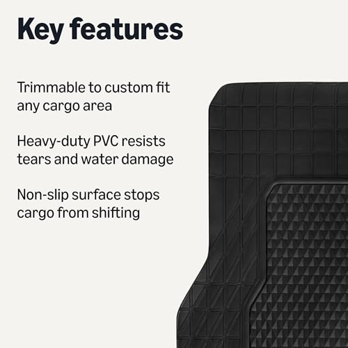 Amazon Basics Cargo Liner Floor Mat, All Weather Trunk Protection, Trimmable to Fit, Black view 2