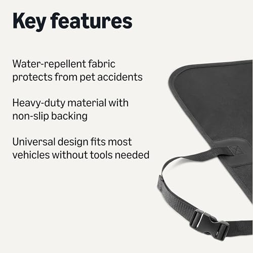 Amazon Basics Dog Car Seat Cover for Pets, 100% Water Repellent, 600D Heavy Duty, Black, Universal Fit with Non-Slip Backing view 2