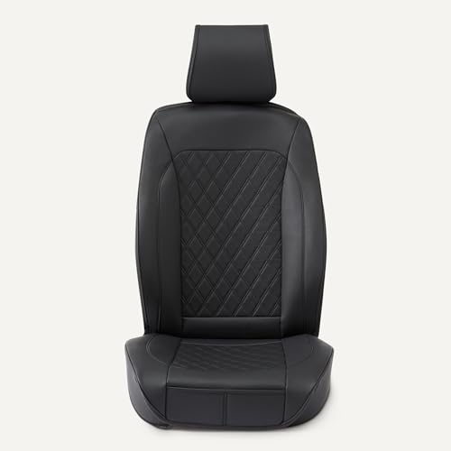 Amazon Basics Front Car Seat Covers, Breathable Faux Leather, Universal Fit, Black, 2-Pack view 3