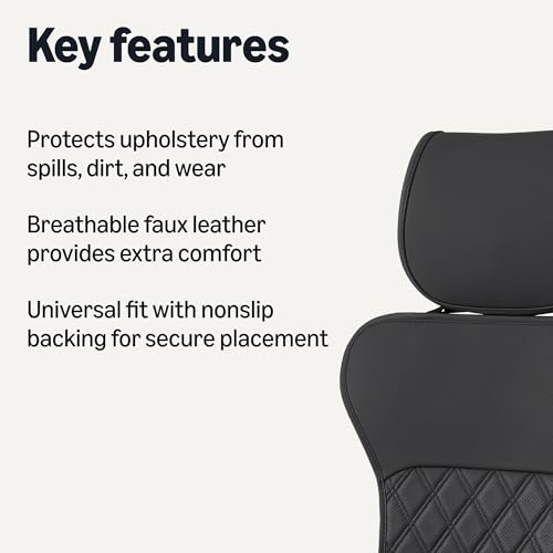 Amazon Basics Front Car Seat Covers, Universal Seat Protectors, Breathable Faux Leather, 2-Pack view 2