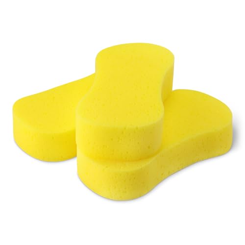 Amazon Basics Jumbo Sponges for Car Cleaning, Bodywork & Windows, Large, Yellow, Pack of 3