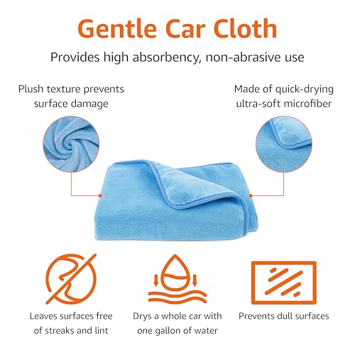 Amazon Basics Microfiber Car Drying Towel, 36"L x 25"W, Blue