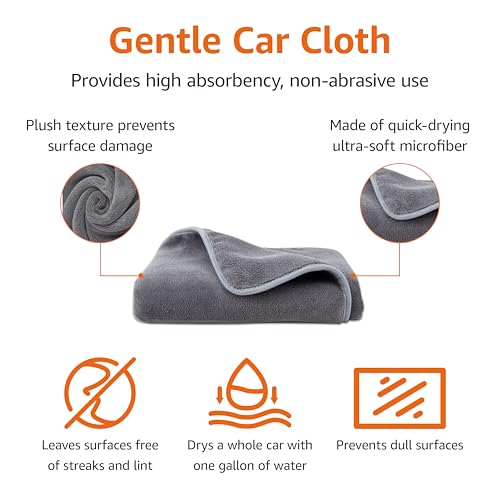 Amazon Basics Microfiber Car Drying Towel, 36"L x 25"W, Gray