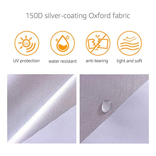 Amazon Basics Silver Weatherproof Car Cover, 150D Oxford, UV Protection, Snow Protection, Dustproof for Sedans up to 200", with Door Zipper view 2