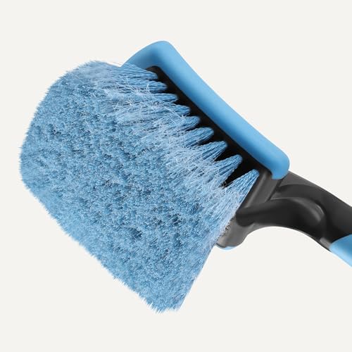 Amazon Basics Wheel Brush for Car Detailing, Scratch-Free Wheel Brush with Ergonomic Non-Slip Handle, Blue view 3