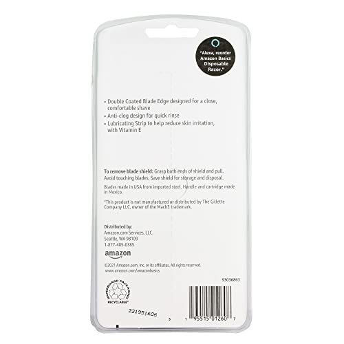 Amazon Basics 3-Blade Disposable Razors for Men, Close and Comfortable Shave, Reduces Irritation, 6 Count, 2 Packs of 3 (Previously Solimo) view 2