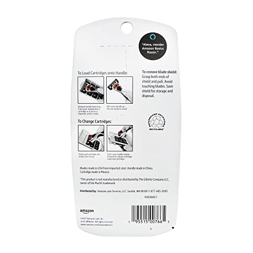 Amazon Basics 3-Blade MotionSphere Razor for Men with Dual Lubrication, Handle & 2 Cartridges (Cartridges fit Amazon Basics Razor Handles only) (Previously Solimo) view 2