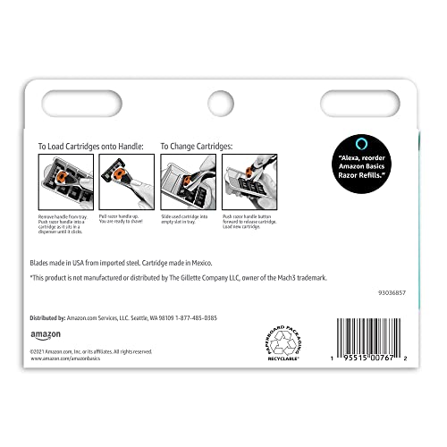 Amazon Basics 3-Blade Razor Refills for Men with Dual Lubrication, 12 Cartridges (Fits Amazon Basics Razor Handles only) (Previously Solimo) view 2