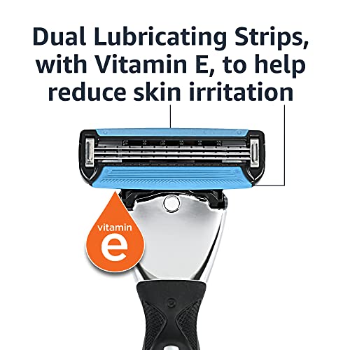Amazon Basics 3-Blade Razor Refills for Men with Dual Lubrication, 12 Cartridges (Fits Amazon Basics Razor Handles only) (Previously Solimo) view 3