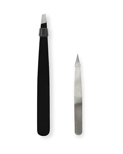 Amazon Basics 4-Piece Eyebrow Grooming Kit with Scissors, Tweezers, Spoolie Brush for Shaping at Home, Black view 3
