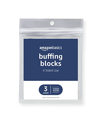 Amazon Basics 4-Way Nail Buffer Buffing Block for Professional Manicure, Manicure Tools, Nail Polisher, 3-Pack, Black/White