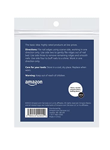 Amazon Basics 4-Way Nail Buffer Buffing Block for Professional Manicure, Manicure Tools, Nail Polisher, 3-Pack, Black/White view 2