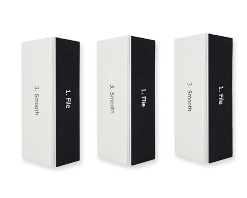 Amazon Basics 4-Way Nail Buffer Buffing Block for Professional Manicure, Manicure Tools, Nail Polisher, 3-Pack, Black/White view 3