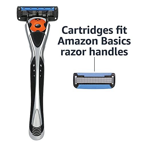 Amazon Basics 5-Blade Razor Refills for Men with Dual Lubrication, Precision Beard Trimmer, Comfortable Shave, 12-Pack (Fits Amazon Basics Razor Handles only)