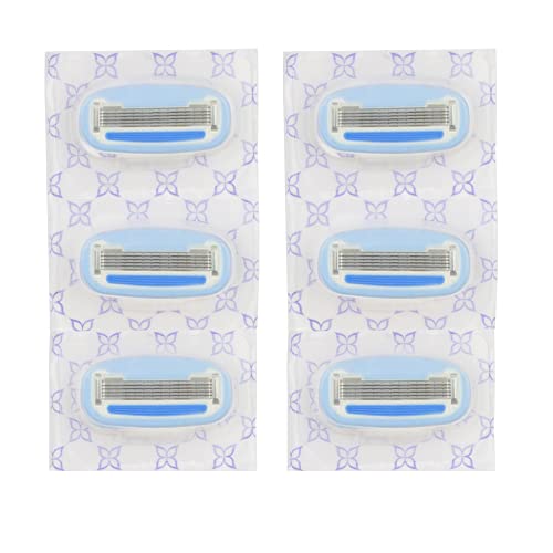 Amazon Basics 5-Blade Razor Refills for Women with Comfort-Coated Blades, Moisture Lubrication, Hypoallergenic, 6 Count (Fits Amazon Basics Razor Handles Only) (Previously Solimo) view 3