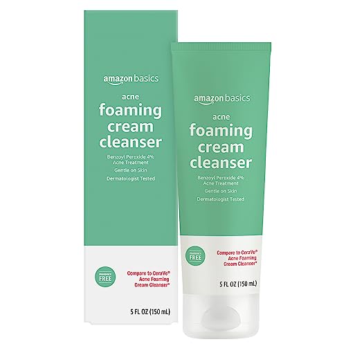 Amazon Basics Acne Cream Cleanser with 4% Benzoyl Peroxide, 5 Fluid Ounces, 1-Pack