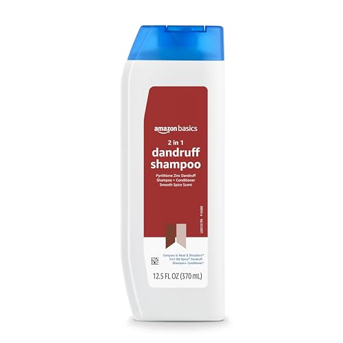 Amazon Basics Anti-Dandruff 2-in-1 Shampoo and Conditioner for Men, Itch and Flake Control, Smooth Spice Scent, pH Balanced, Paraben-Free, Safe for All Hair Types, 12.5 Fl Oz (Previously Solimo)