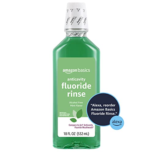 Amazon Basics Anticavity Fluoride Rinse, Alcohol Free, Mint, 18 Fluid Ounces, 1-Pack (Previously Solimo)