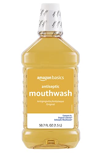 Amazon Basics Antiseptic Mouthwash, Original Flavor, Fights Plaque and Gingivitis, 1.5 Liter, 50.7 ounce (Pack of 1) (Previously Solimo)