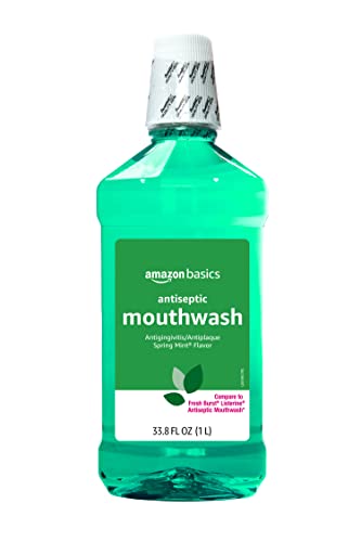 Amazon Basics Antiseptic Mouthwash, Refreshing Mint Flavor, Oral Rinse for Clean Mouth, 33.80 fl oz, 1-Pack