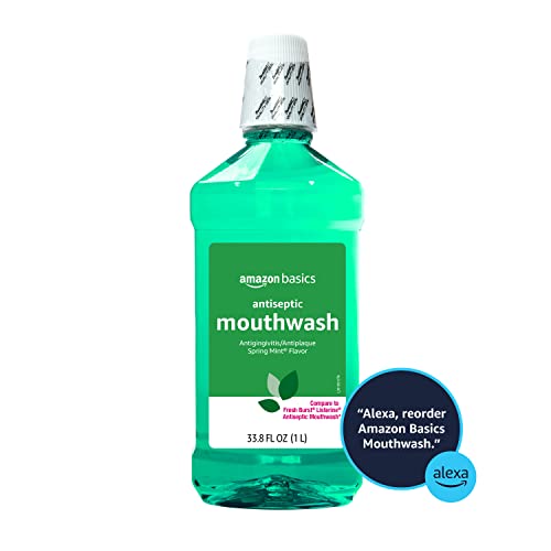 Amazon Basics Antiseptic Mouthwash, Refreshing Mint Flavor, Oral Rinse for Clean Mouth, 33.80 fl oz, 1-Pack view 3
