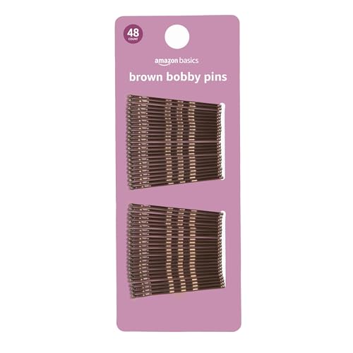 Amazon Basics Bobby Pins, Browth Hair Pins for all Hair types, 48 Count