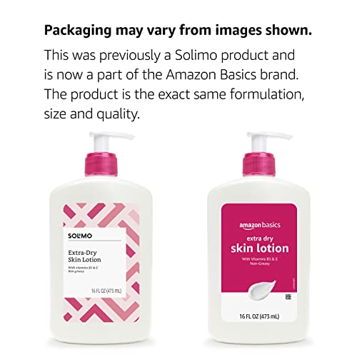Amazon Basics Body Lotion for Extra-Dry Skin with Vitamins B5 & E, Clean Scent, 16 fl oz, Pack of 3 (Previously Solimo)
