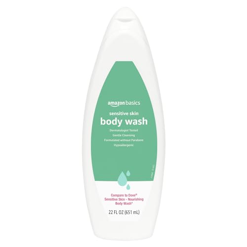 Amazon Basics Body Wash for Sensitive Skin, Hypoallergenic, Unscented, 22 fl oz (Pack of 2)