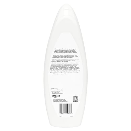 Amazon Basics Body Wash for Sensitive Skin, Hypoallergenic, Unscented, 22 fl oz (Pack of 2)