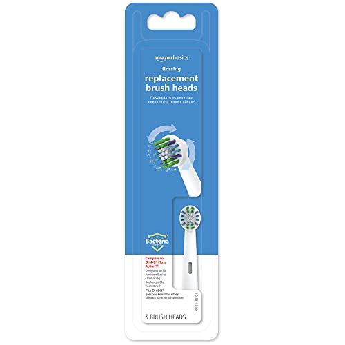 Amazon Basics Braun Electric Toothbrush Replacement Brush Heads, 3 Count, White, Fits Oral-B