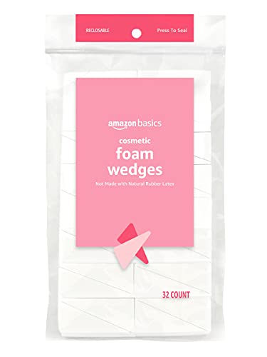 Amazon Basics Cosmetic Rectangular Foam Wedges for Makeup Application and Blending, 192 Count (6 Packs of 32), White (Previously Solimo) view 2