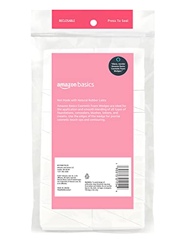 Amazon Basics Cosmetic Rectangular Foam Wedges for Makeup Application and Blending, 192 Count (6 Packs of 32), White (Previously Solimo) view 3