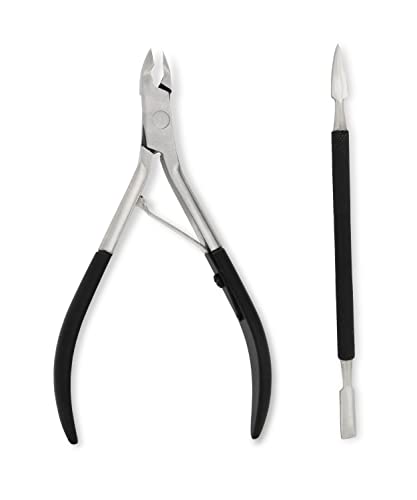 Amazon Basics Cuticle Nipper and Pusher Set, Manicure and Pedicure Nail Care Tools, Black view 3
