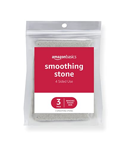 Amazon Basics Dead Skin Remover Smoothing Stone, Foot Exfoliator for Calluses and Cracked Heels, Grey, 3-Pack