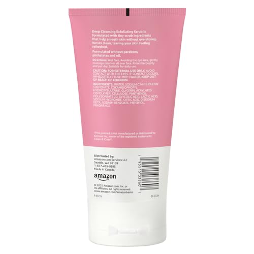 Amazon Basics Deep Cleansing Exfoliating Scrub, Oil-Free, Paraben-Free, Gentle Face Cleanser, 5 Ounces, 1-Pack view 2