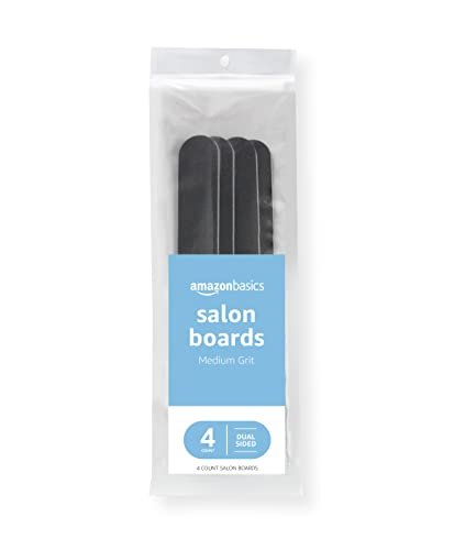 Amazon Basics Double Sided Nail Files Salon Boards 4-Pack for Nail Care and Shaping, Black