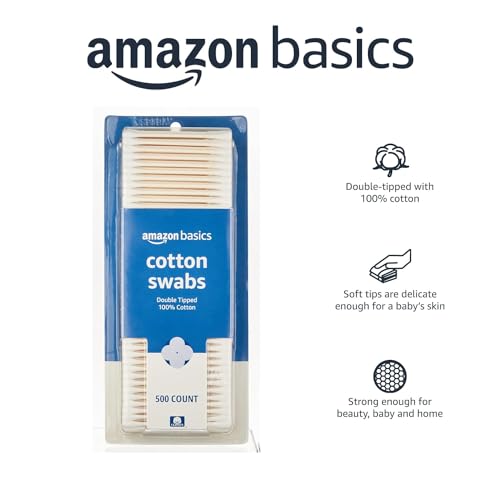 Amazon Basics Double-Tipped Cotton Swabs for Personal Hygiene and Baby Care, 2000 Count, 4-Pack of 500 Count view 3