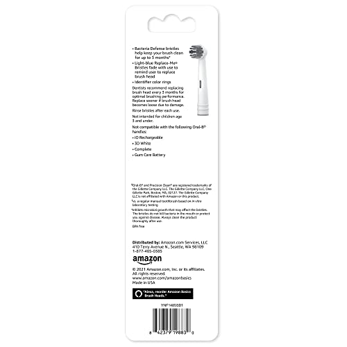 Amazon Basics Electric Toothbrush Head Replacement Brush, White, 3 Count (Fits Most Oral-B Brushes)