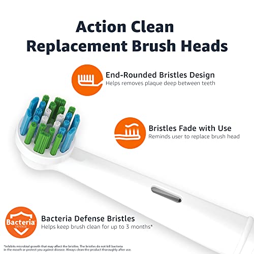 Amazon Basics Electric Toothbrush Head Replacement Brush, White, 3 Count (Fits Most Oral-B Brushes)
