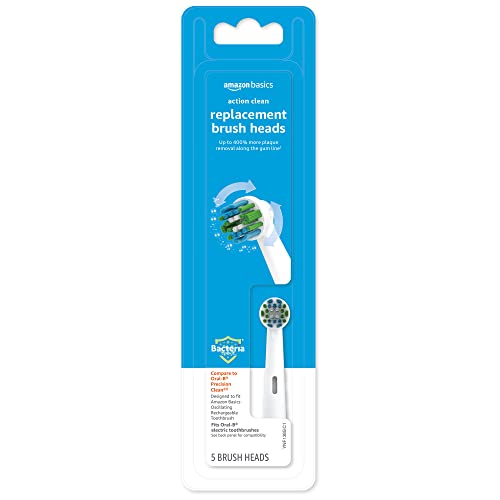 Amazon Basics Electric Toothbrush Replacement Heads, Compatible with Most Oral-B Brushes, White, 3 Count