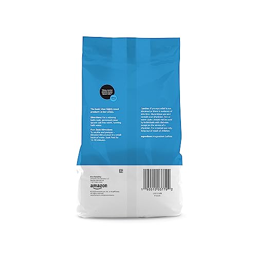 Amazon Basics Epsom Salt Soak, Unscented, Magnesium Sulfate USP, Muscle and Feet Relaxation, Soothing, 3 Pound, Pack of 1