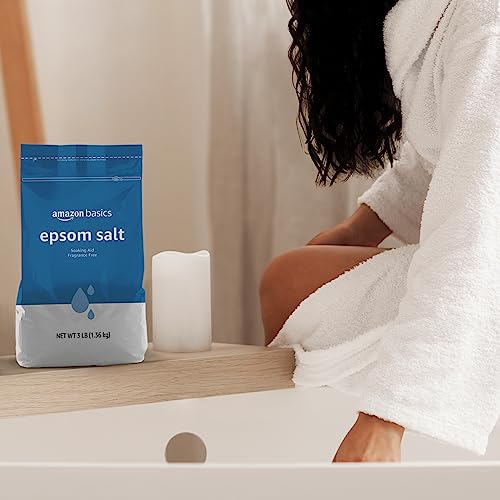 Amazon Basics Epsom Salt Soak, Unscented, Magnesium Sulfate USP, Muscle and Feet Relaxation, Soothing, 3 Pound, Pack of 1