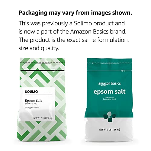 Amazon Basics Epsom Salt Soaking Aid, Eucalyptus Scented, 3 Pound (Pack of 6) (Previously Solimo)