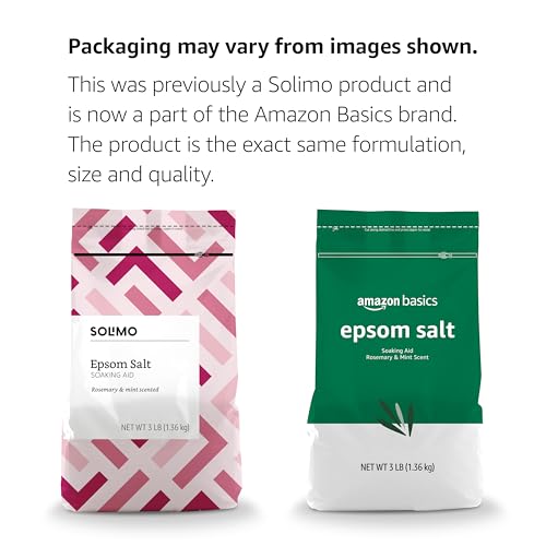 Amazon Basics Epsom Salt Soaking Aid, Rosemary & Mint Scent, 3 pound (Pack of 1) (Previously Solimo)