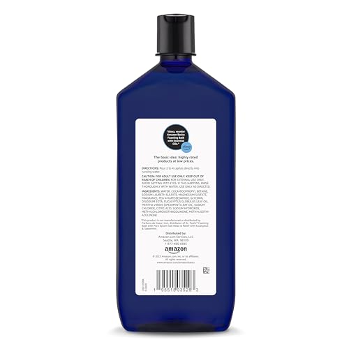Amazon Basics Eucalyptus & Spearmint Scented Foaming Bath with Essential Oils, 34 Fl Oz (Pack of 1) (Previously Solimo)