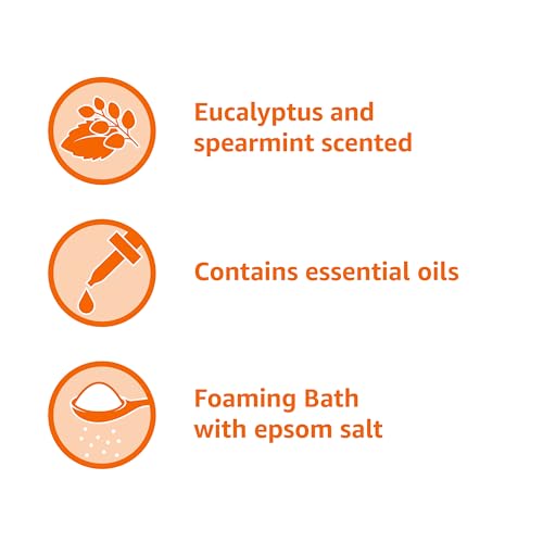 Amazon Basics Eucalyptus & Spearmint Scented Foaming Bath with Essential Oils, 34 Fl Oz (Pack of 1) (Previously Solimo)