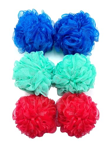 Amazon Basics Exfoliating Bath and Shower Loofah, Multicolor, Pack of 6