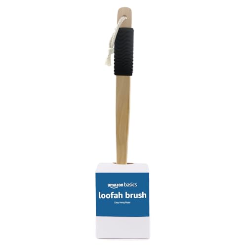 Amazon Basics Exfoliating Loofah Brush, Body Scrubber with Rubber Handle for Shower, Bath Sponge view 2
