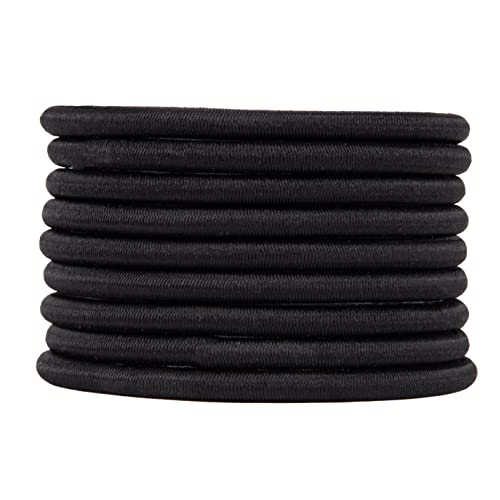 Amazon Basics Extra Long Extra Thick Elastics for Thick Hair, Black, Pack of 9